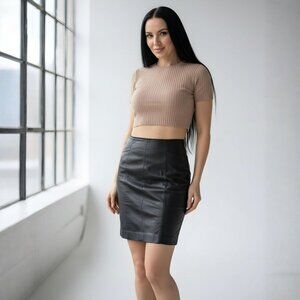 Wilsons Leather ✦ Black Pencil Skirt ✦ High Waist Fully Lined Back Zip Sz 12